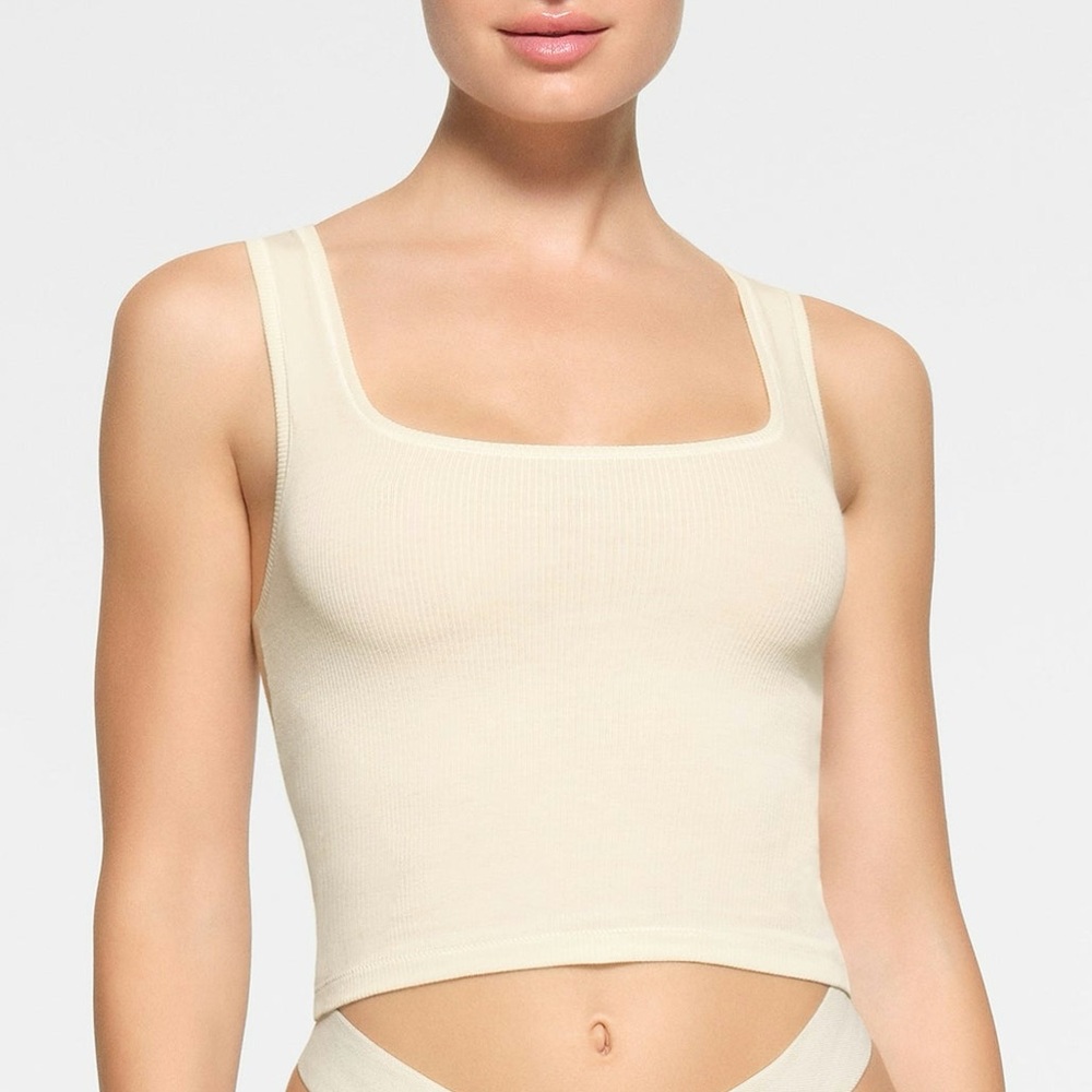 SKIMS NWT Ribbed Crop Tank - Large - Bone